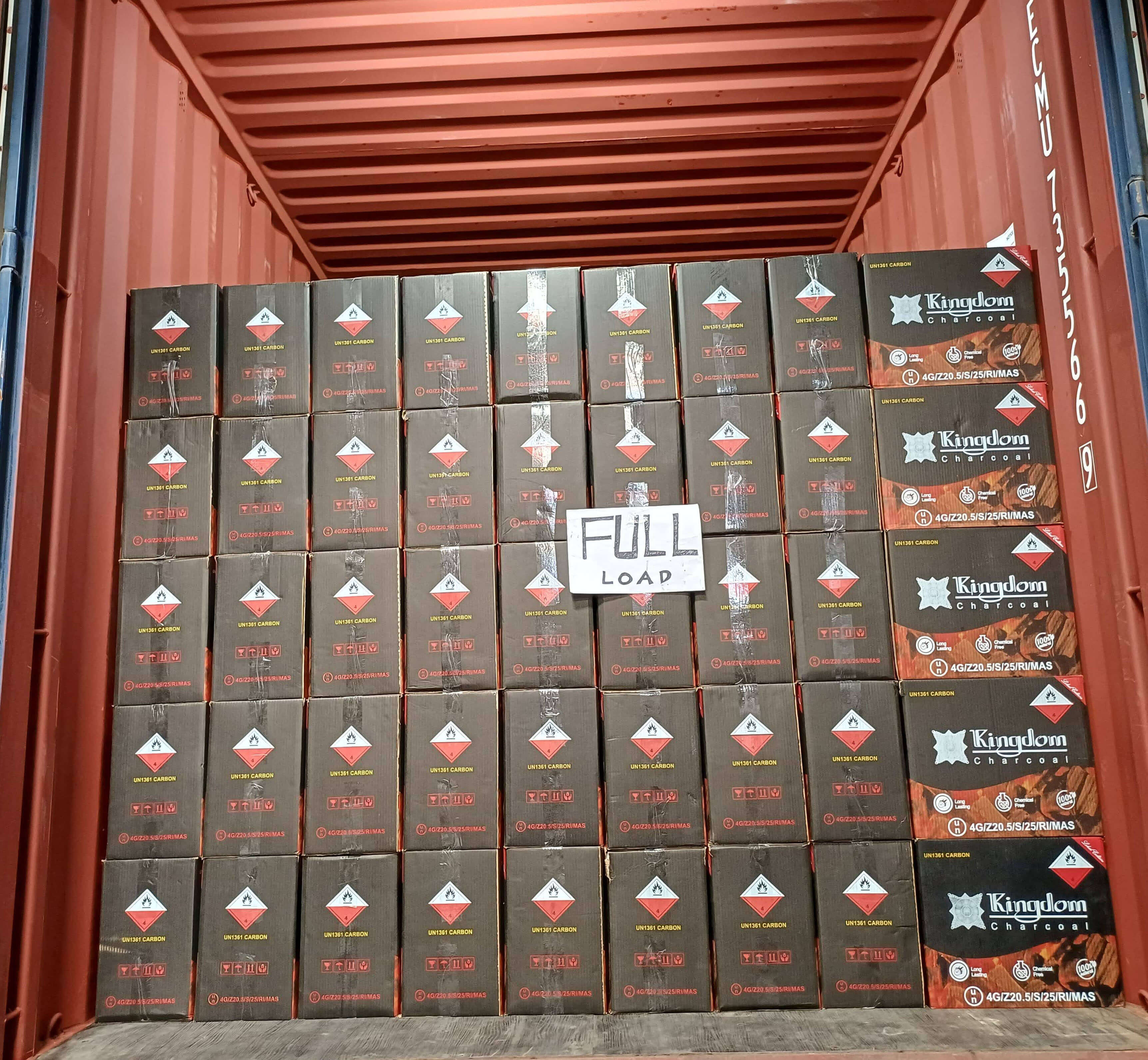 Full container load of packed charcoal products